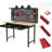 Heavy Duty Garage Workbench w/Pegboard, Wood Workbench with Tool Storage,Power Strip,LED Lighting,Industrial Work Table w/Drawers,Hanging Kits for Garage,Workshop,Basement
