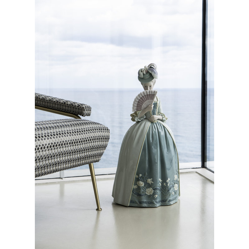 Statue femme en porcelaine bisous, Bleu