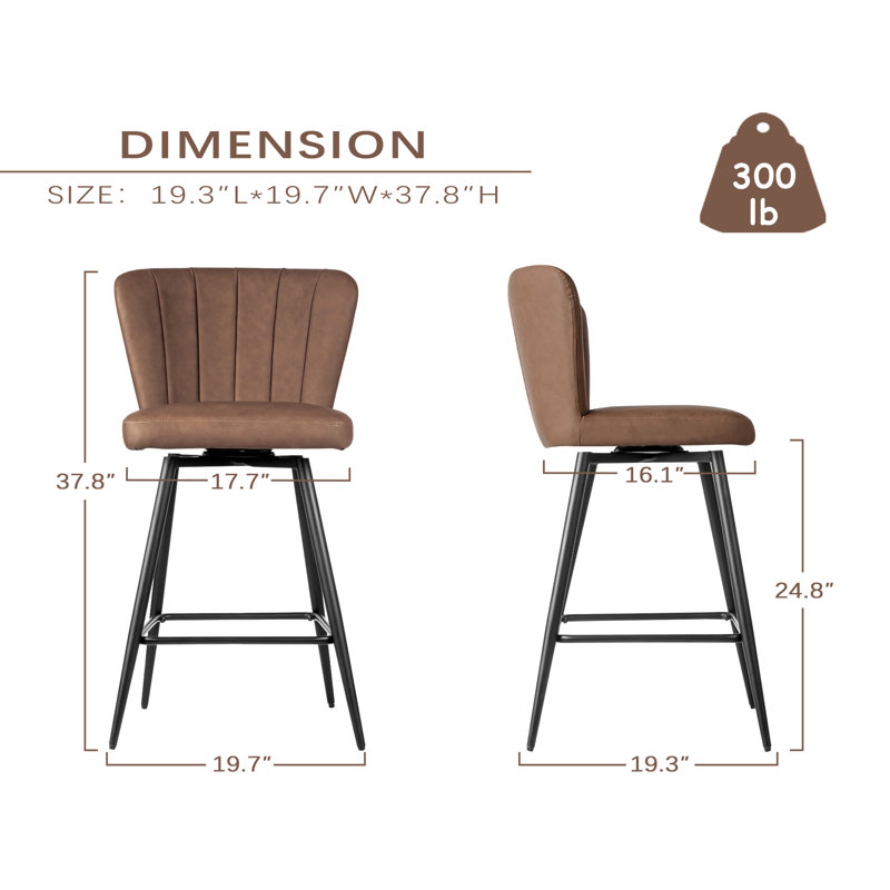 Tabouret de bar 24,8 po, Brun