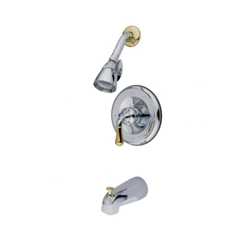 Robinet de douche à levier simple à poignée de volume, Chrome / laiton poli