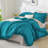 Andency Oversized King Ruffle Comforter Set 120x120, 3 Pieces Turquoise Lightweight Fluffy Super King Bedding Set, Shabby Chic Famhouse All Season Bed Set for Girls Women-124610452-124610434