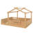 Full House Floor Bed With Roof & Guardrails, Kids Wooden Floor Bed With Built-In Tray-733873405-733873376