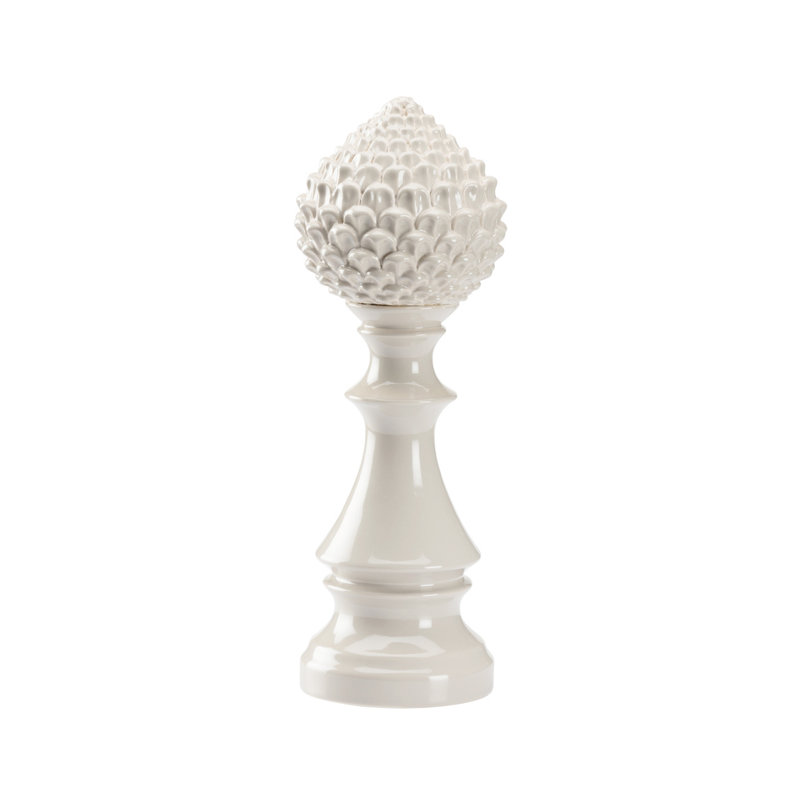 Fleuron artichaut, H 12,5 po x l 4,5 po x P 4,5 po, Glacis gris