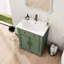 Meuble-lavabo de 28 po avec base à colonne romaine, rangement de qualité P2, lavabo Mid-Century facile à nettoyer, poignées en métal, lavabo profond pour garder le comptoir au sec