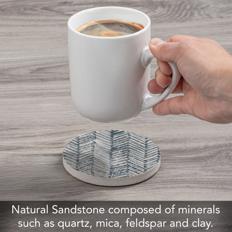 Chevron Single Round Sandstone Coaster Create Your Own Set