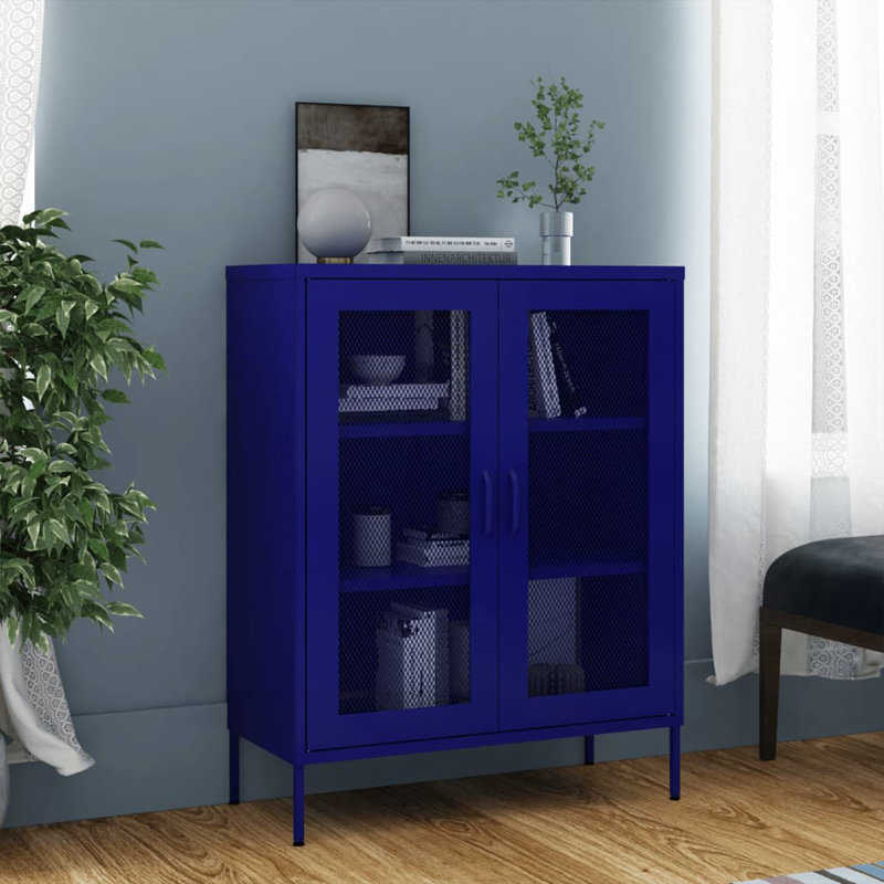 Storage Cabinet Sideboard Filing Cabinet with Shelves for Hallway Steel, Navy Blue