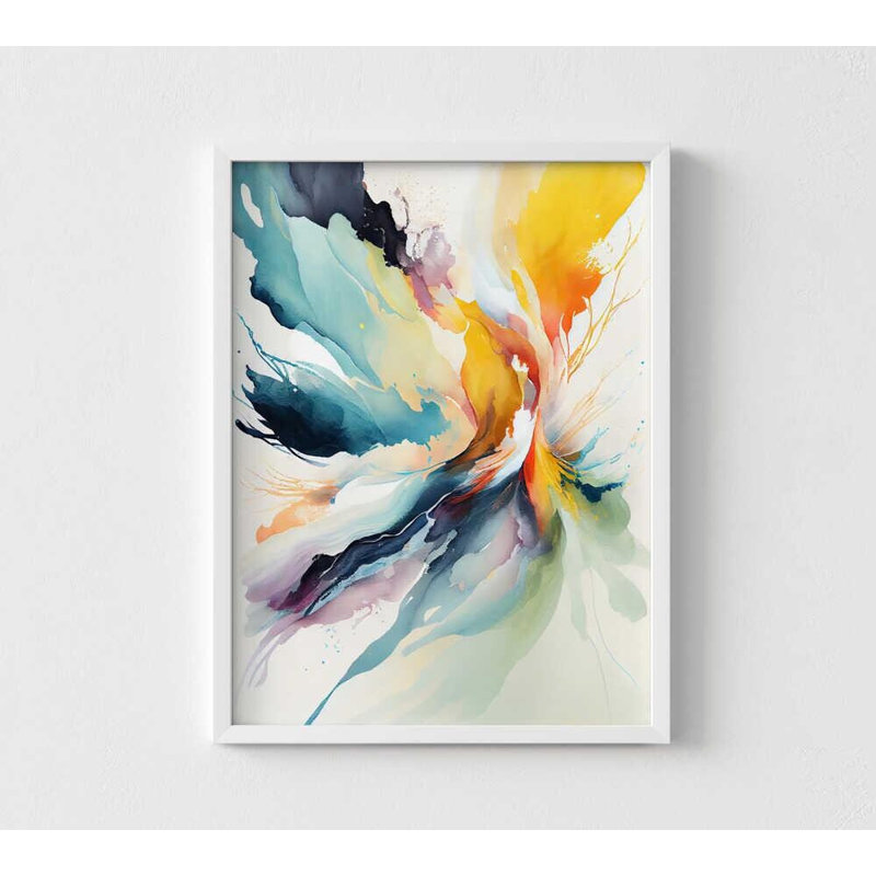 Art abstrait abstrait, couleurs vives, H 36 po x l 48 po, Blanc, Blanc, Ne s’applique pas