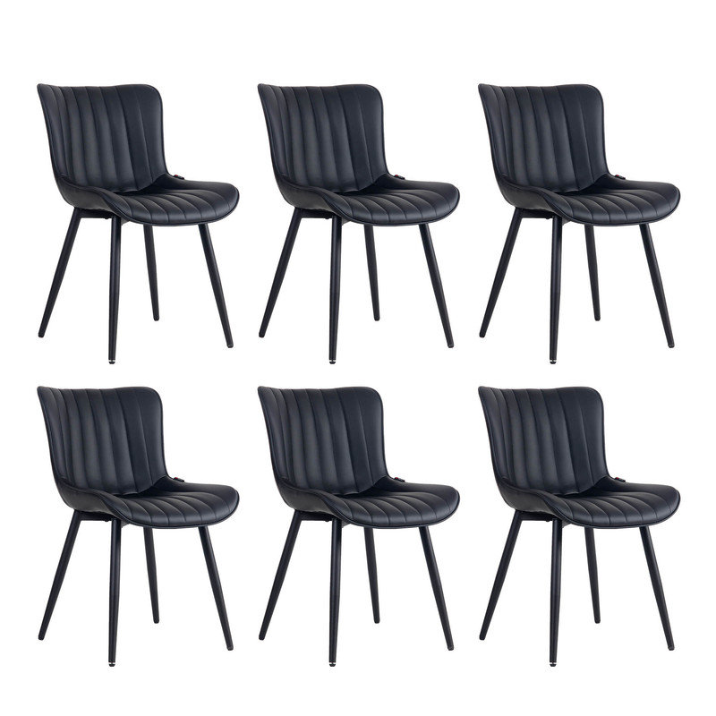 Heitger Leather Upholstered Side Chairs Modern Dining Chairs with Metal Legs, Dining Room Chair, Black