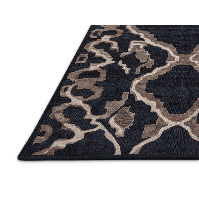 Machine Washable Gray Area Rug, Round 8'