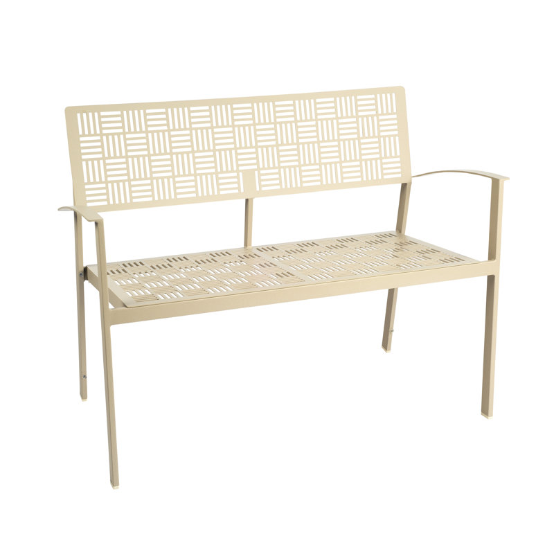 Banc de jardin New Century, Blanc patiné, Sunbrella® en gravier piqué