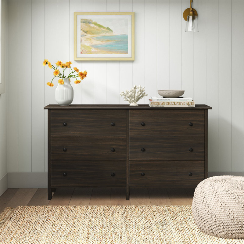 Commode double 6 tiroirs l 52,56 po Frisco, Wengé
