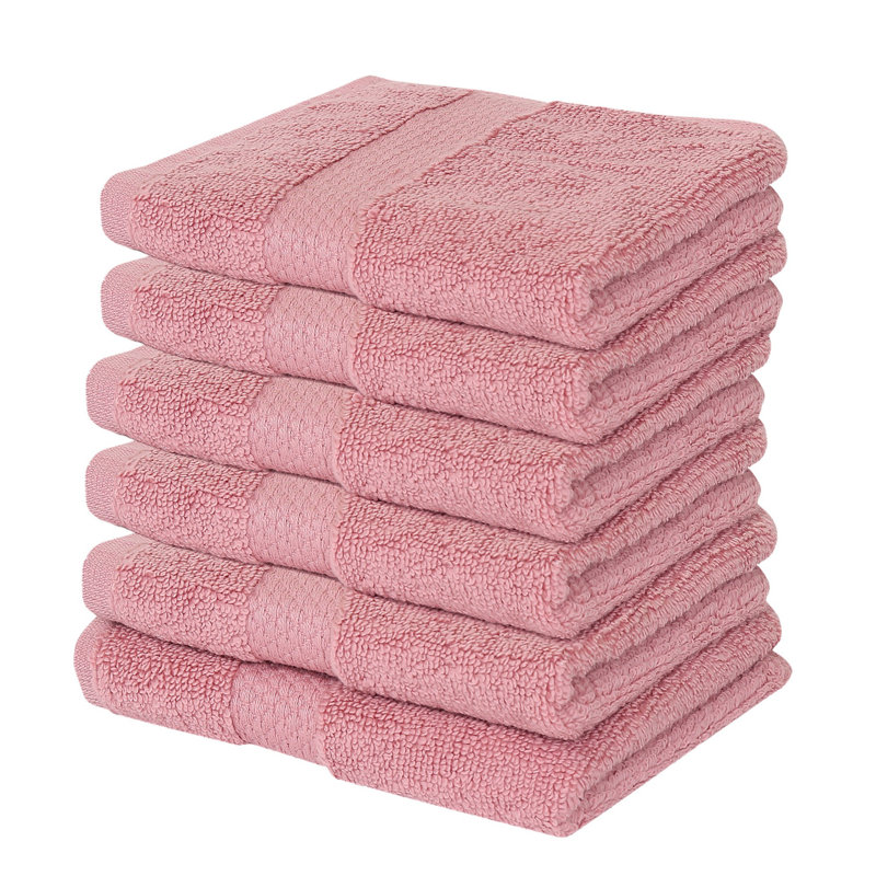 Splash 100% Cotton Zero Twist Washcloth Set, 550 GSM Soft Absorbent Cotton Washcloths & Face Towels for Bathroom, Spa & Daily Use, OEKO-TEX Certified, 6 Pack, Pink