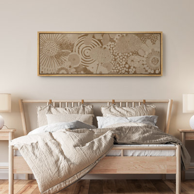 Abstract Beige Botanical Floral Minimalist Modern Panoramic Horizontal Boho Wall Art Decor