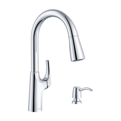 Pilsen Single Handle Pull Down Sprayer Kitchen Faucet with Deck Plate with Soap Dispenser