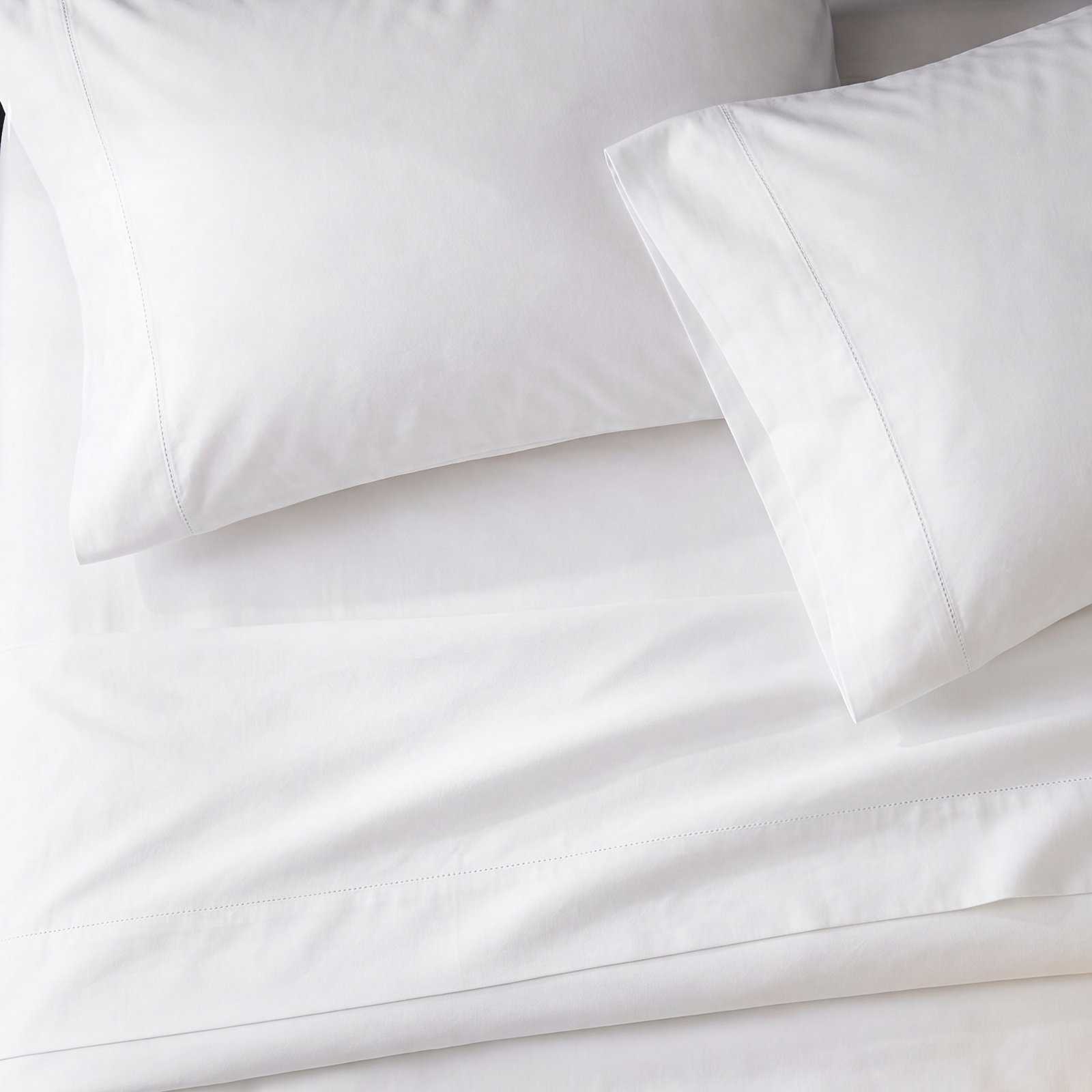 Barbe Cotton Sheet Set, Cal.King Sheet Set+Fitted Sheet+2Pillowcases, White