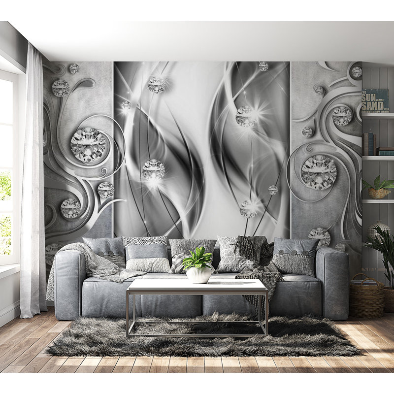 Murale Peel & Stick Glam - et diamants, Gris, Vinyle, L 57 po x L 41 po