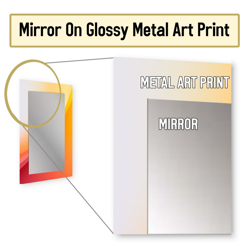 Orange Spectral Slice I - Abstract Shapes Mirror, Orange Unique Wall Mirror, Printed Metal Art, 32" x 24"