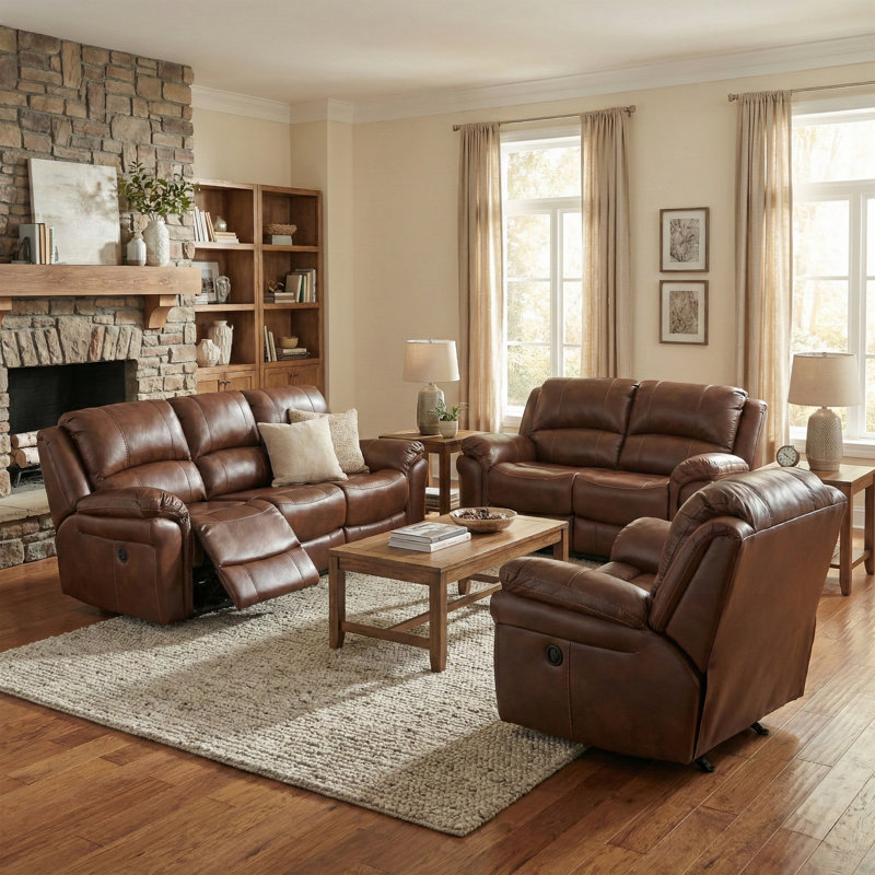 Arles 2 Seater Reclining Loveseat, Tan, Power