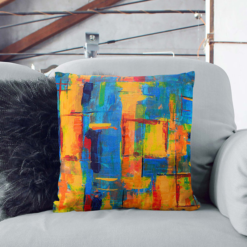 Abstract Square Throw Cushion, 55 x 55 cm, White