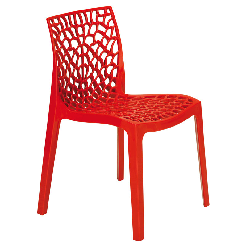 Stackable Outdoor Patio Dining Side Chair, Red