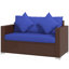 Patio Wicker Loveseat With Cushions, 2-Seat Outdoor Couch Sofa With Throw Pillows-1363919090