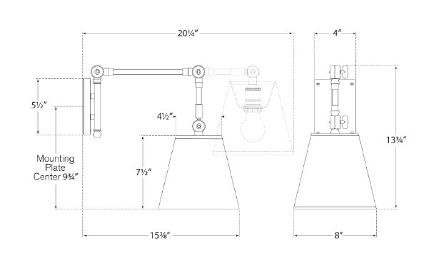 Suzanne Kasler Graves Pivoting Sconce, Polished Nickel, Fabric