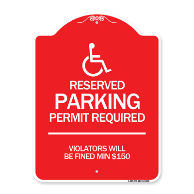 Signmission Designer Series Sign - (Modern Isa Symbol) Connecticut Reserved Parking Permit Required Violators Will Be Fined Min $150/24658