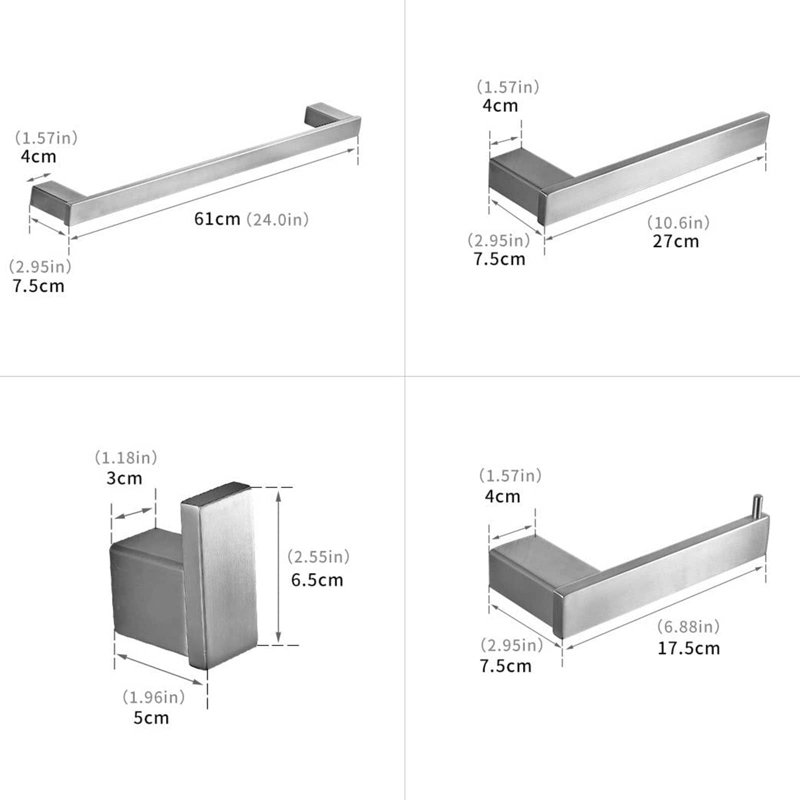 4 - Piece Bathroom Hardware Set, Brushed Nickel