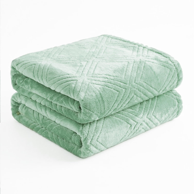 Couverture molletonnée en polyester moelleux Alaska, Très grand lit, Écume de mer