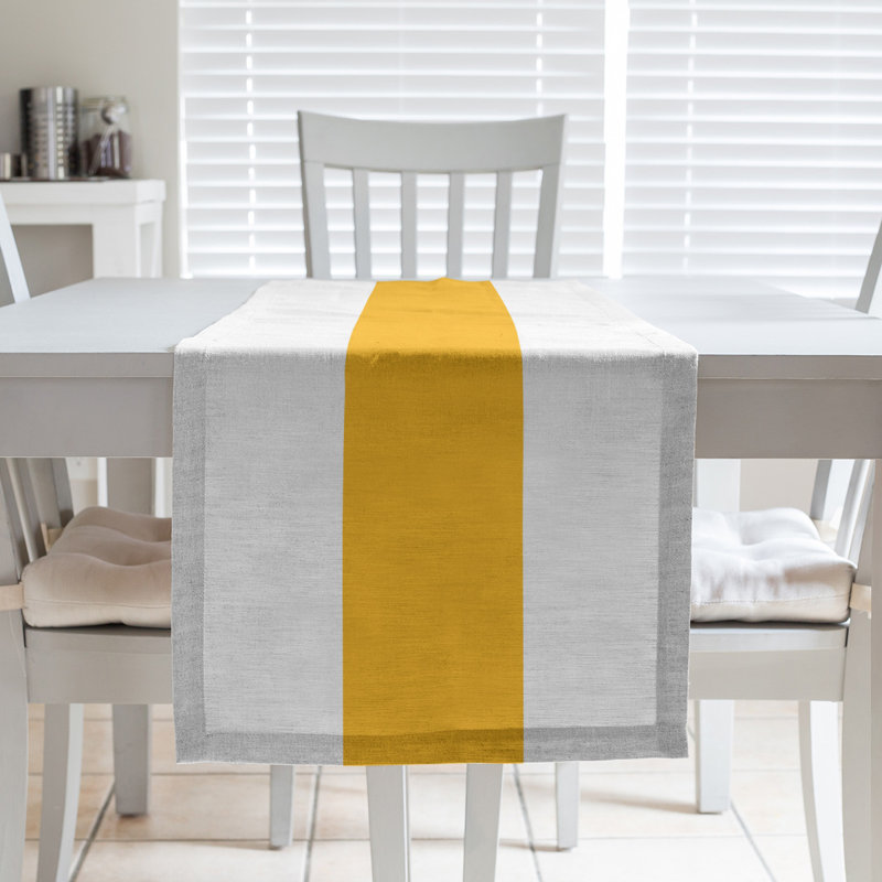 Pittsburgh Football Stripes Table Runner, 72" L x 16" W, White/Gold, Cotton Blend