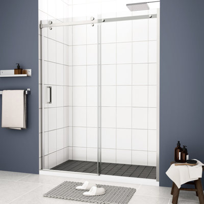 Bathroom Sliding Door With 5/16" Tempered Glass And Easy Cleaning Feature - Wear-