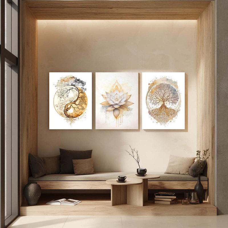 3 Piece Wrapped Canvas Print, 40 cm H x 90 cm W