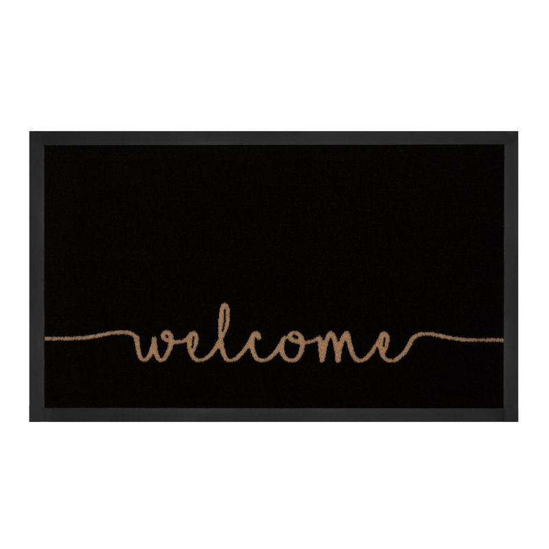 Printy 45 x 75 cm Non-Slip Indoor + Outdoor Door Mat, Black