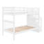 Lit superposé simple au-dessus de simple avec rangement et garde-corps pour escalier pour chambre à coucher, dortoir, couleur blanche (ancien SKU: LT000109AAK)-517431207
