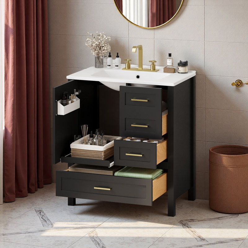 Ensemble de meuble-lavabo 30 po avec lavabo, Noir
