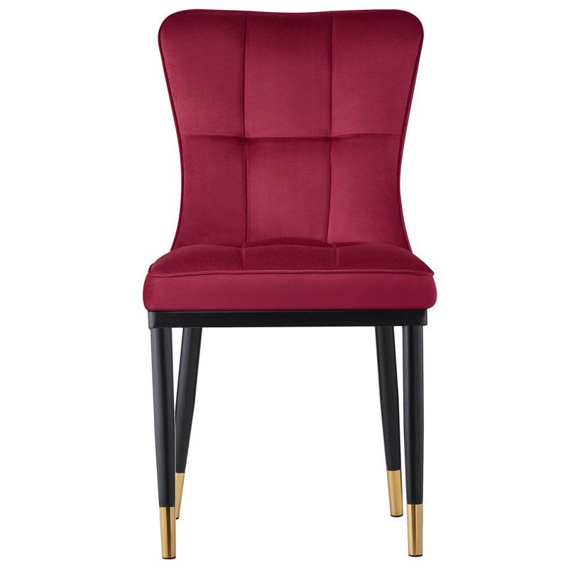 Velvet Upholstered Parsons Chair, Dark Red