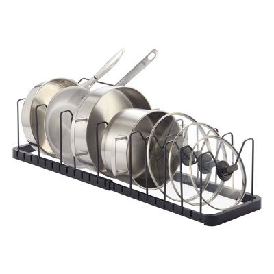 Tour Yamazaki Home, couvercle réglable et organisateur de casseroles, étagère de rangement pour tiroir de cuisine, acier