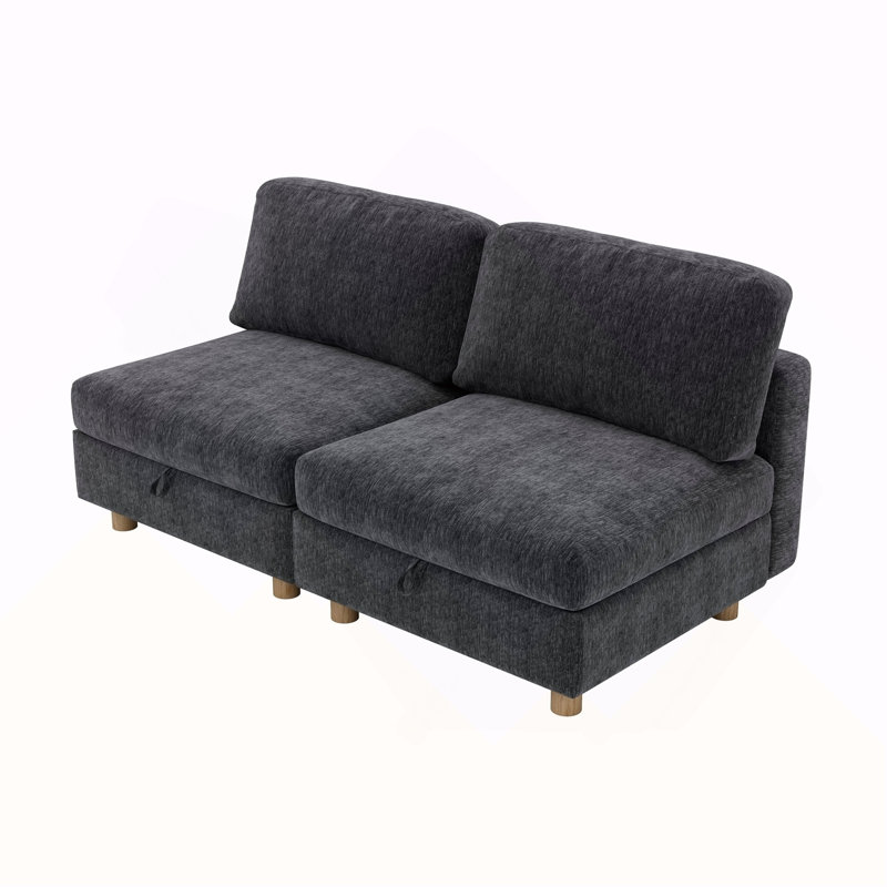Canapé modulaire modulaire, canapé convertible avec rangement, ensemble de canapé pliant multifonctionnel en tissu, canapé 2 places (gris)