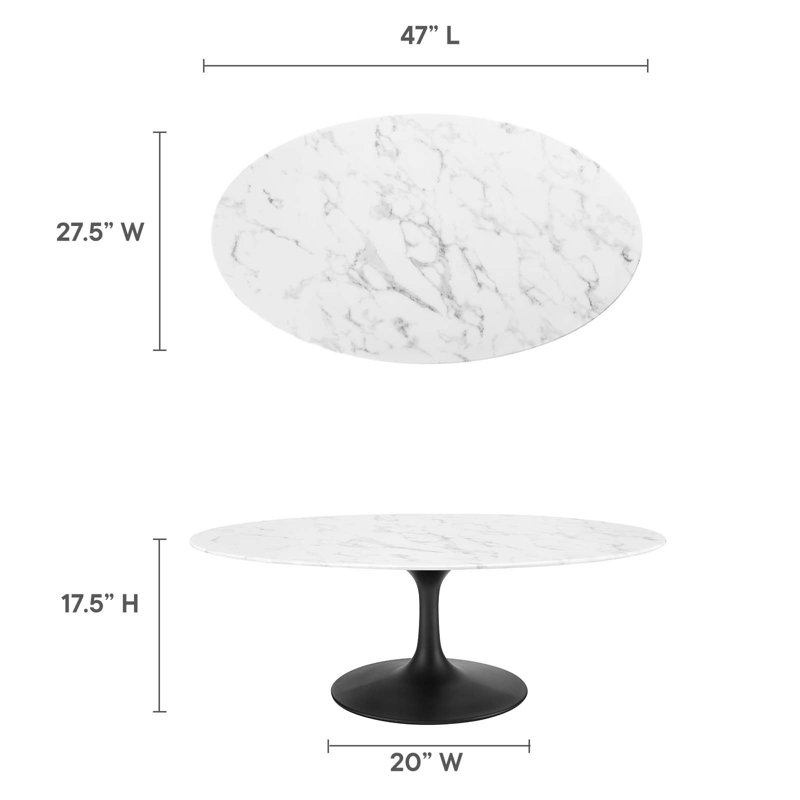 Lippa 48" Oval Coffee Table, White