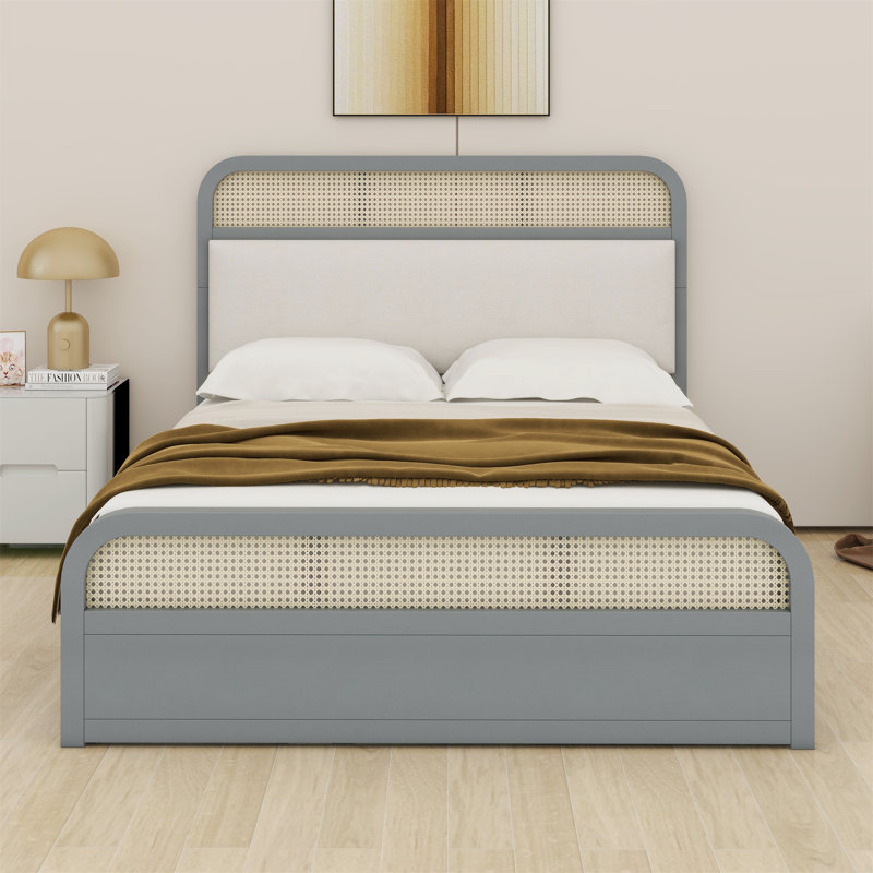 Lit plateforme avec lit gigogne et 2 tiroirs, gris