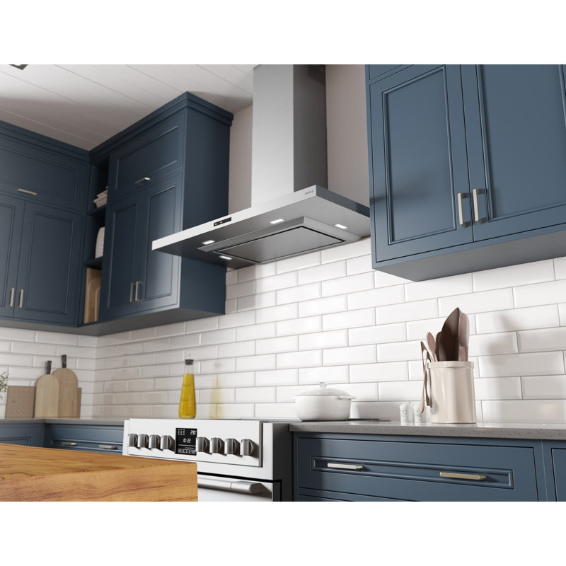 Zephyr Layers 90 cm. Wall Mount Range Hood with LED Lights in Stainless Steel