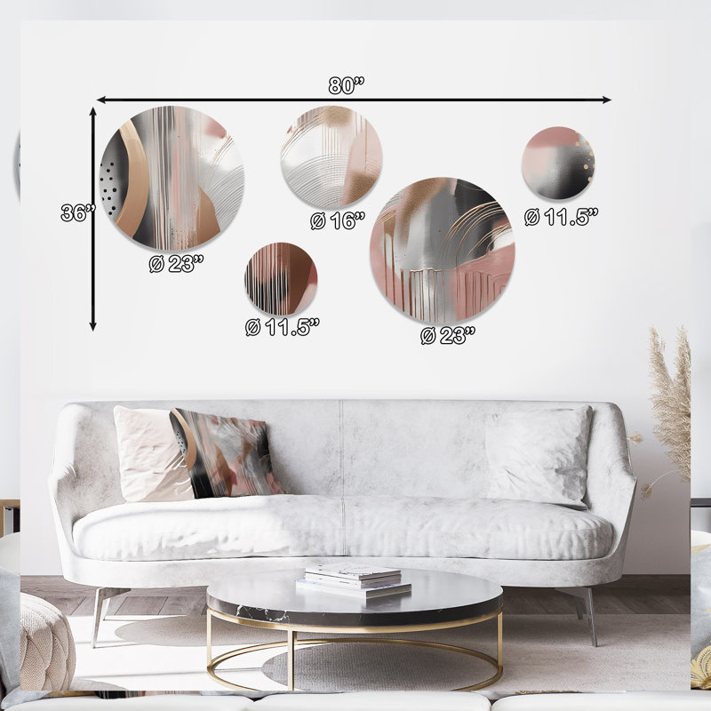 Pink Rosegold Captivating Circle III - Modern Shapes Transitional Metal Wall Décor