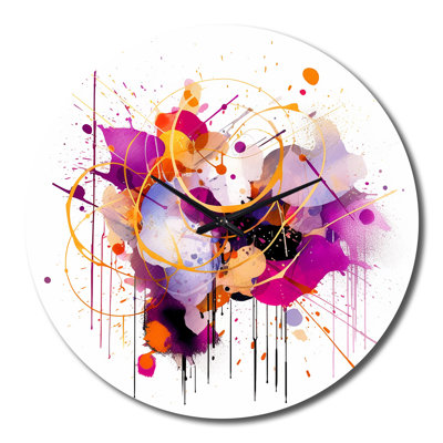 Horloge murale mauve et orange
