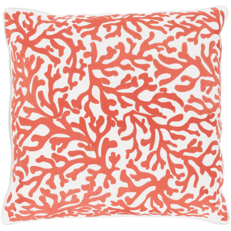 Coussin en coton Osprey, 18 po x 18 po, Orange, Rembourrage du duvet