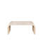 Table basse vintage au design artistique incurvé, montage facile, 122 cm (48 pouces), aspect antique naturel, bois massif, rangement ouvert pour un espace de vie principal, couleur et construction faciles à vivre.
