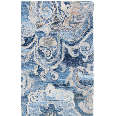 Tapis bleu / gris touffeté à la main Castillon