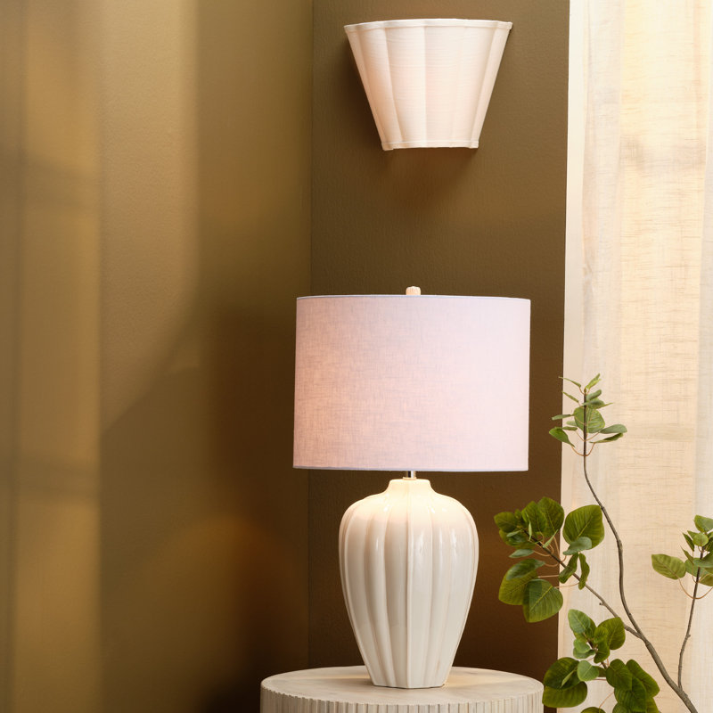 Scalloped 1-Light Wall Sconce, White Linen