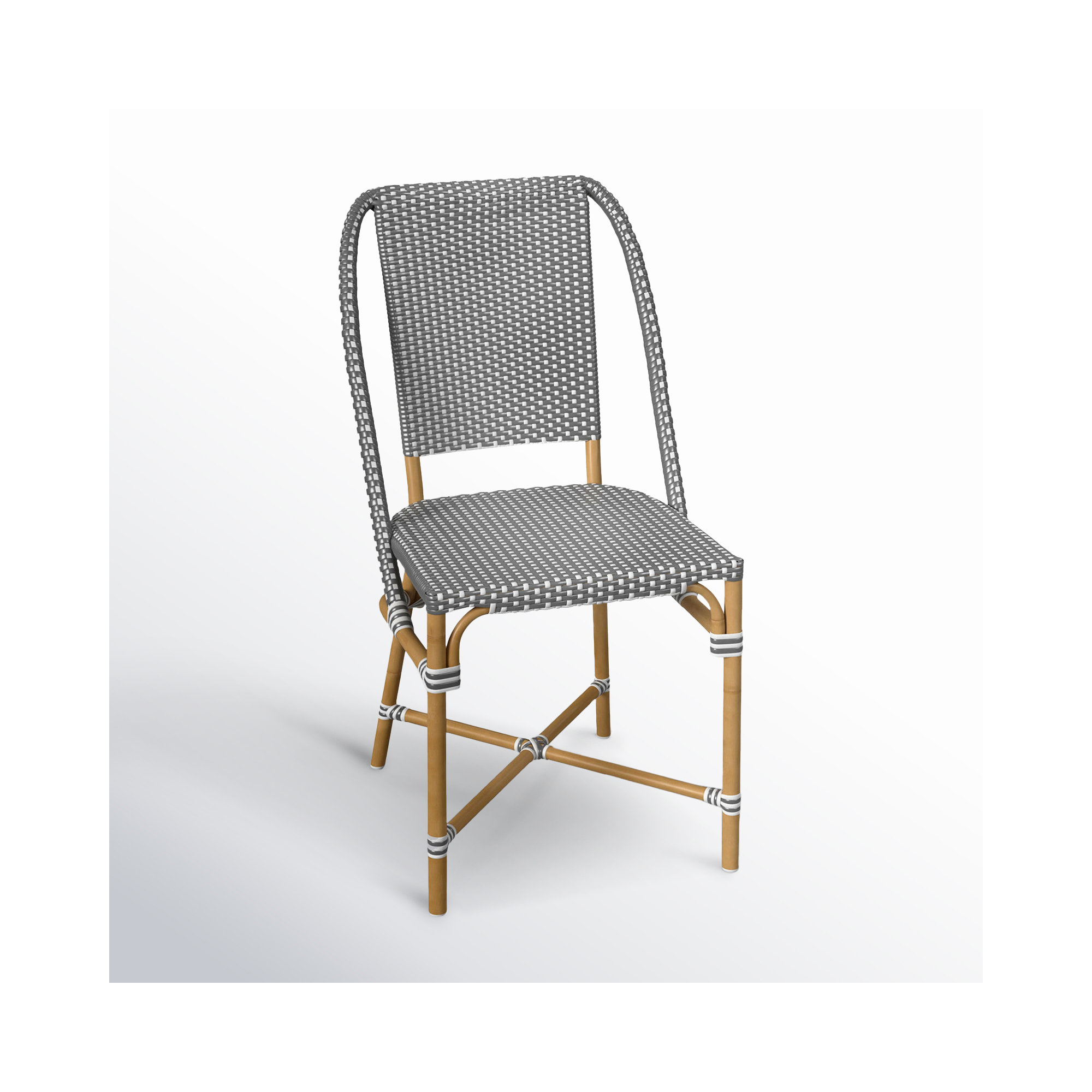 Ellie Wicker Dining Side Chair, Gray/White
