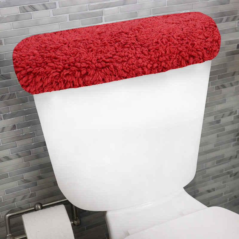 Tapis pour salle de bain Dobrinka, Rouge, 10 po x 22 po (couvercle de réservoir)