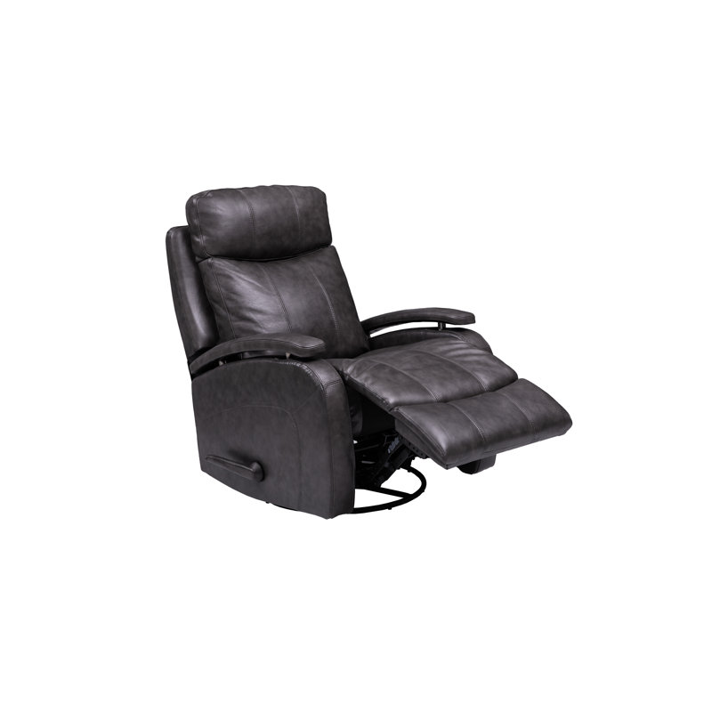 Tehya 33" Wide Leather Match Manual Swivel Standard Recliner, Gray